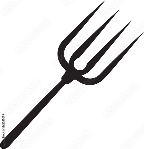 Pitchfork Tool in Silhouette Vector | Black Vector Art Illustration for Farming Designs