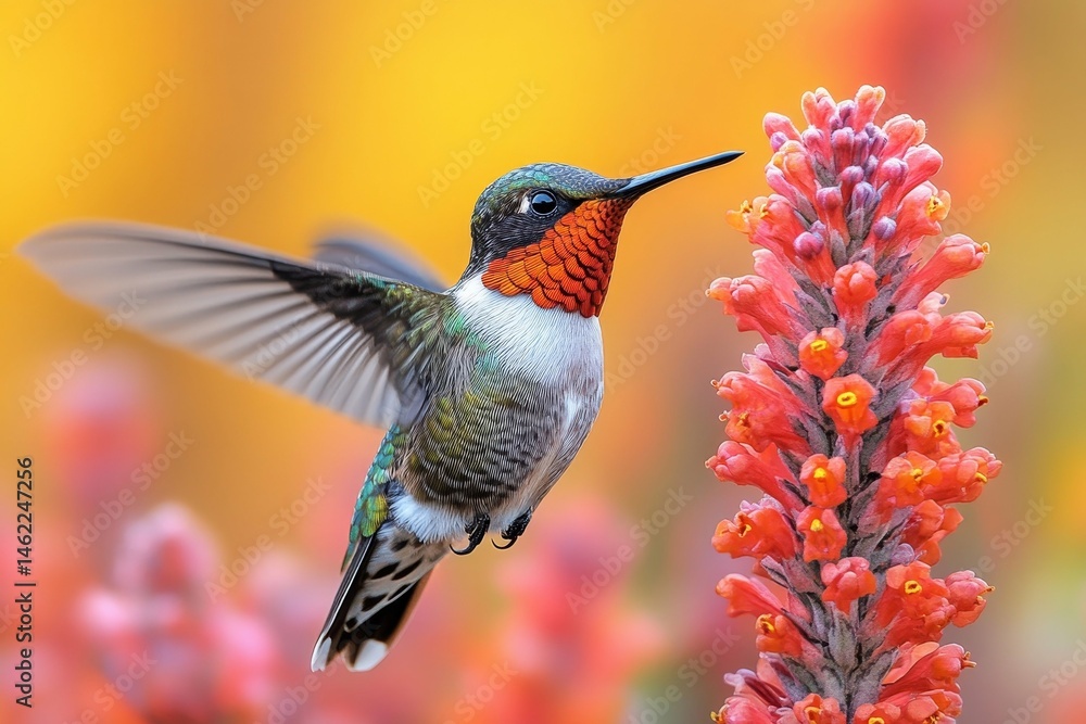 Fototapeta premium Stunning Hummingbird in Flight, Near Blossom