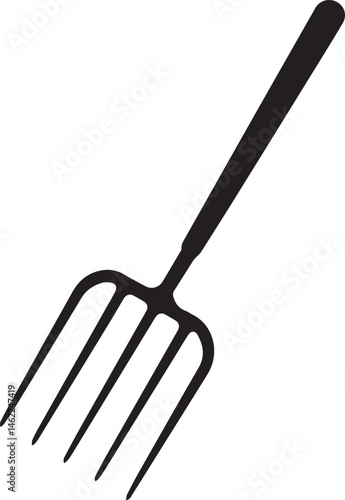 Pitchfork Tool in Silhouette Vector | Black Vector Art Illustration for Farming Designs