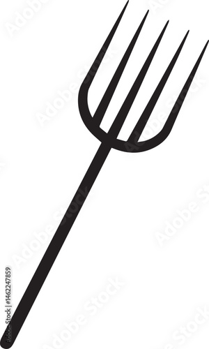 Pitchfork Tool in Silhouette Vector | Black Vector Art Illustration for Farming Designs