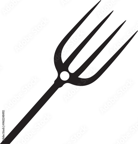 Pitchfork Tool in Silhouette Vector | Black Vector Art Illustration for Farming Designs
