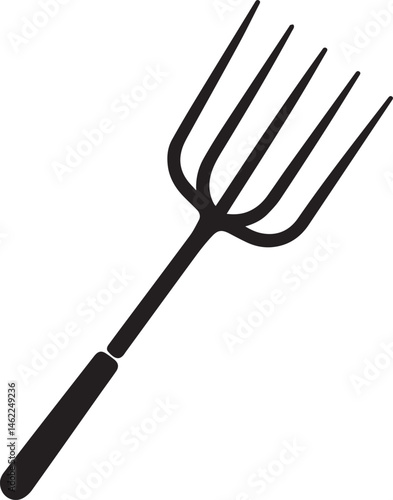 Pitchfork Tool in Silhouette Vector | Black Vector Art Illustration for Farming Designs