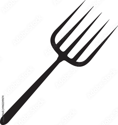 Pitchfork Tool in Silhouette Vector | Black Vector Art Illustration for Farming Designs