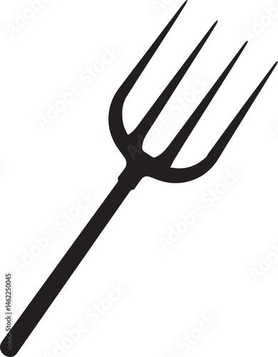 Pitchfork Tool in Silhouette Vector | Black Vector Art Illustration for Farming Designs