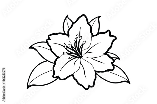 azalea flower minimalist silhouette vector isolated on white background