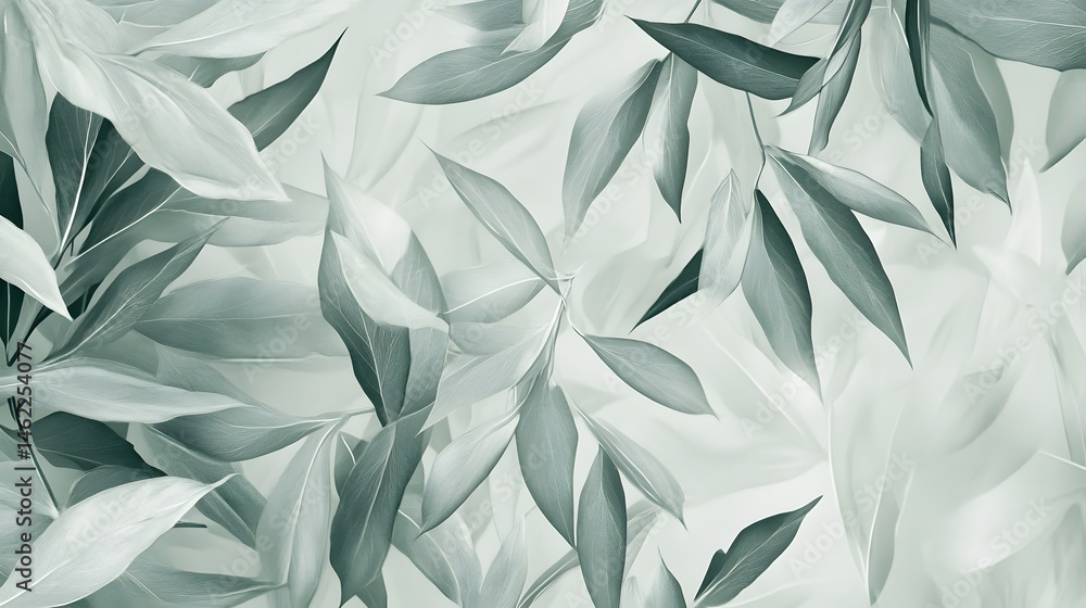 Fototapeta premium Pale green foliage pattern background.