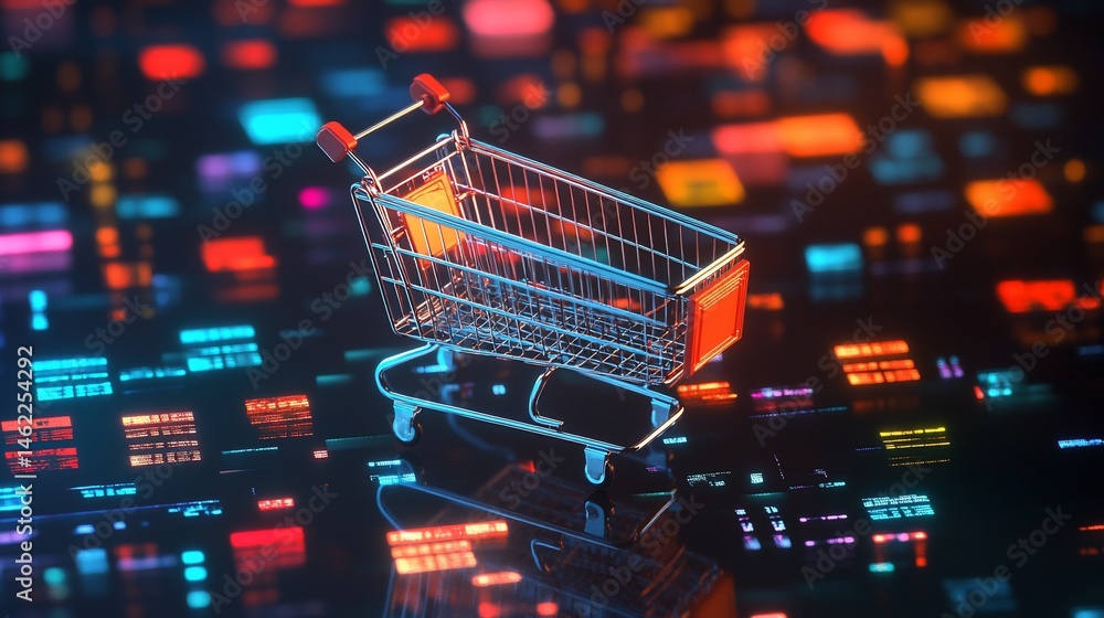 E-commerce and Digital Shopping Cart: A Neon-Lit Representation of Online Retail E-commerce and Digital Shopping Cart: A Neon-Lit Representation of Online Retail