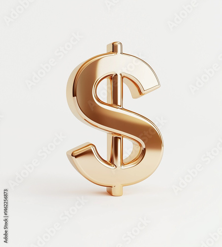 Financial element 3D golden dollar sign