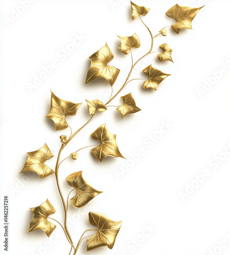 Financial element 3D golden leaf vine