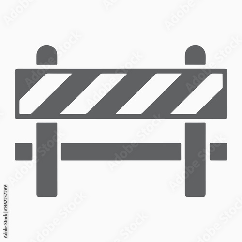 Road Closed Barrier Icon Black and White Graphic