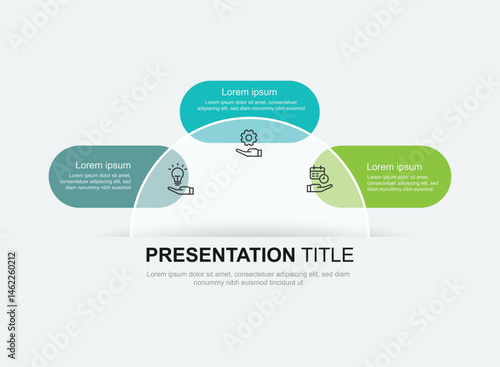 3 step process infographic template vector with icons and columns on circle concept.