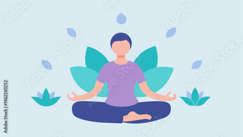 Mindfulness Meditation Cushion A plush cushion with a person seated in a meditation pose surrounded by calming symbols like lotus flowers emphasizing mental clarity.