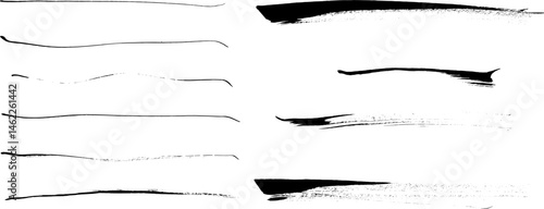 Set of vector brush strokes. Collection of isolated grungy ink stains
