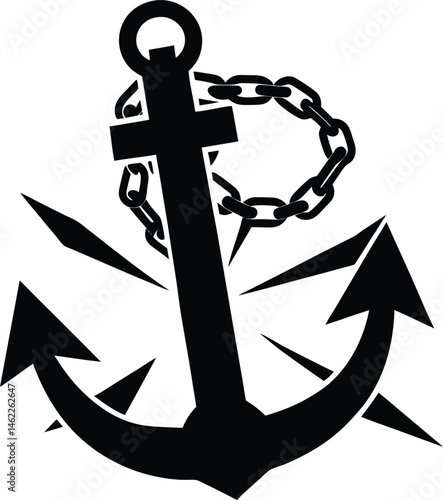 Broken Chain Anchor Freedom on White Background