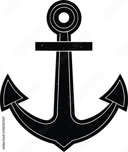 Chalk Outline Anchor Blackboard on White Background
