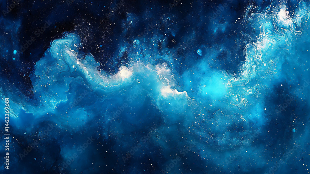 Obraz premium cool blue liquid marbling art