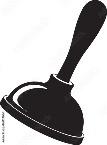 Plunger Silhouette Vector | Plumbing Black Vector Art Illustration for Utility Design