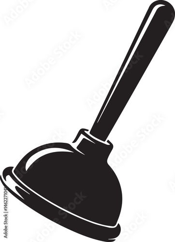 Plunger Silhouette Vector | Plumbing Black Vector Art Illustration for Utility Design