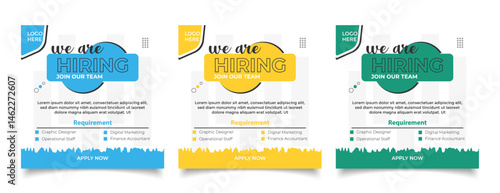 We are hiring job vacancy social media post banner join our team, We are hiring job vacancy social media post template, square web banner template design.