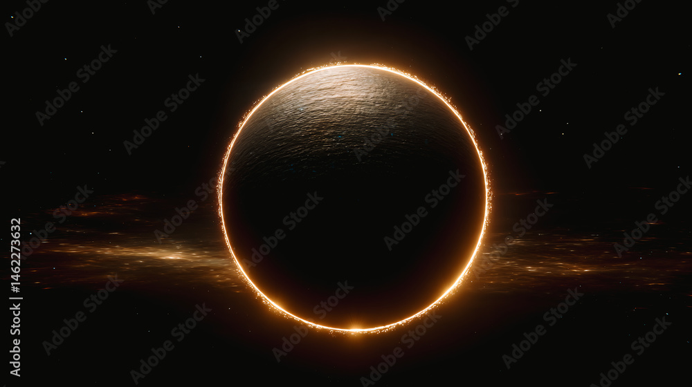 Planète noire avec effet de lumière dans le cosmos