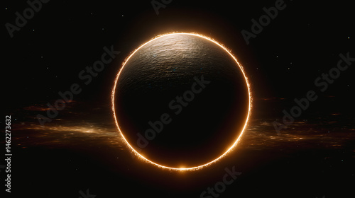 Planète noire avec effet de lumière dans le cosmos