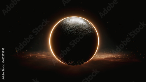 Obraz na płótnie Planète noire avec effet de lumière dans le cosmos w salonie