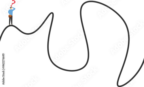 Long term problems. Businessmen on a complex path stock illustration