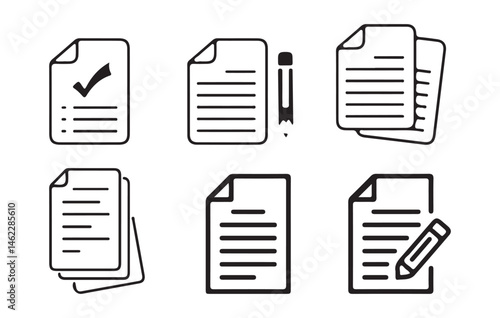 Document icon set. assignment icon. contract document icon. terms and conditions line icon. vector illustration eps 10