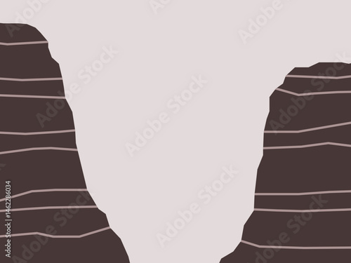 Geologic layered slope. Brown sedimentary rock cliff