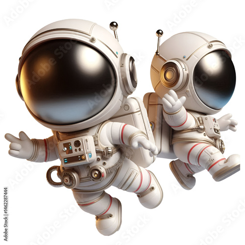 3D cute Astronaut floating in space isolated on white background