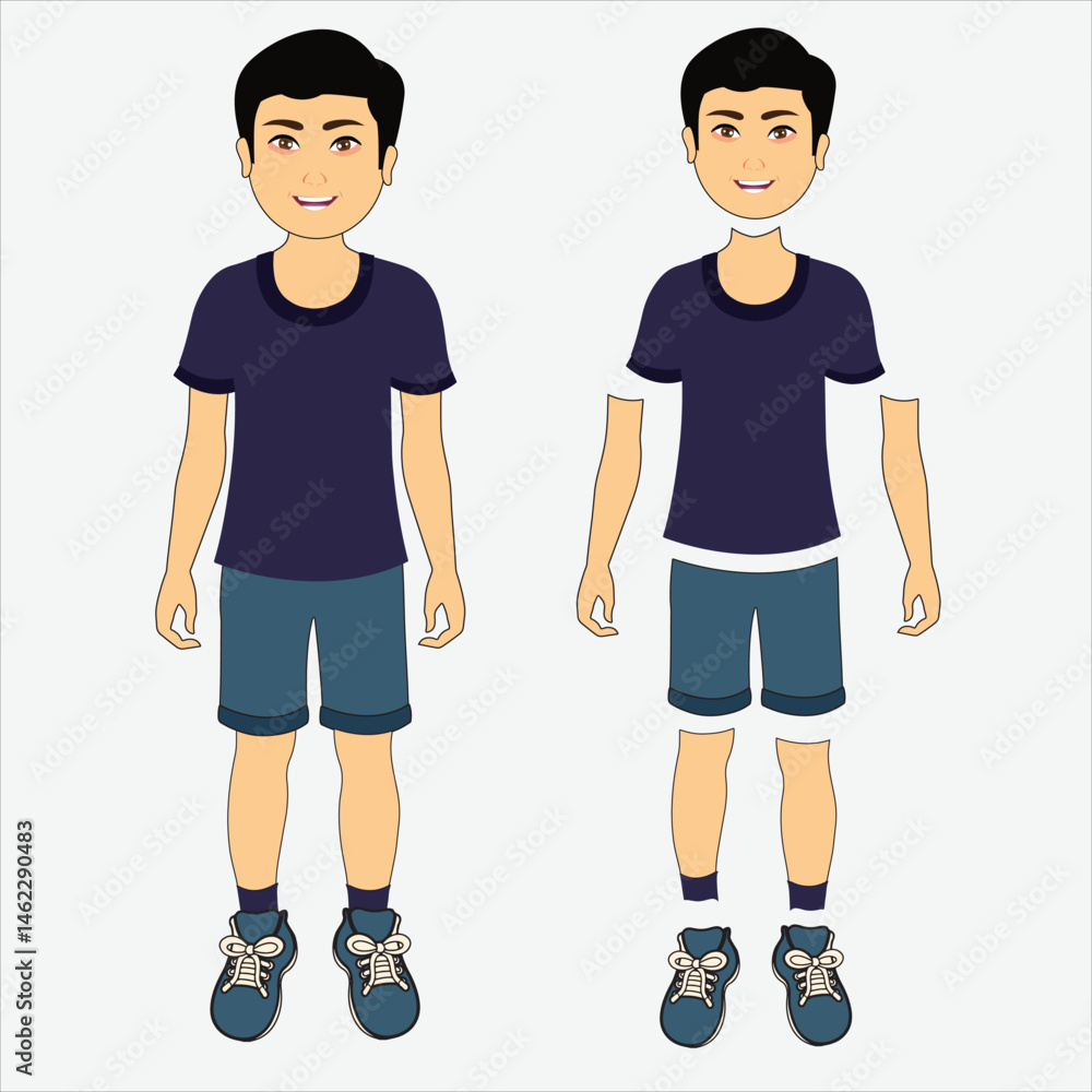 Fototapeta premium 2d Boy Cartoon Character For Animation