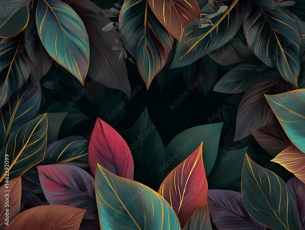 Tropical dark jungle leaves with natural elegance Tropical dark jungle leaves with natural elegance