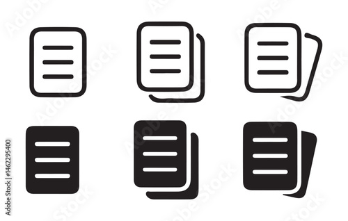 Document color vector doodle simple icon set. paper symbol with single and multiple page. transparent png and vector illustration eps 10