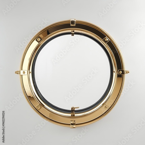 Gold Ship Porthole with Nautical Decor.