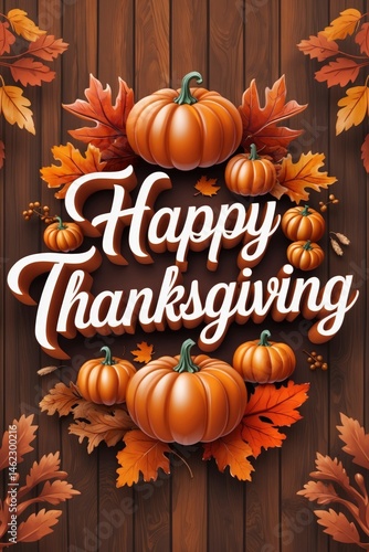 Thanksgiving Pumpkin Autumn Leaves