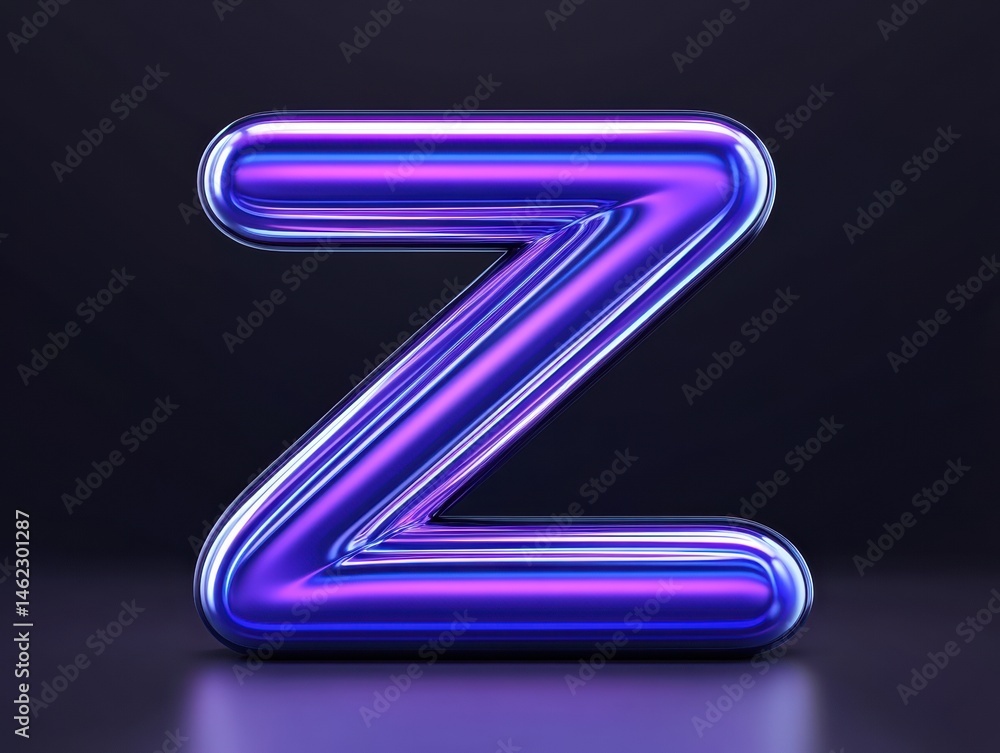 3D letter Z, vibrant purple-blue 3D letter Z, vibrant purple-blue