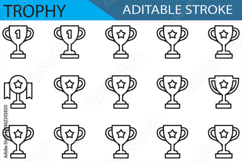 Customizable Trophy Illustrations for Medal and Award Graphics