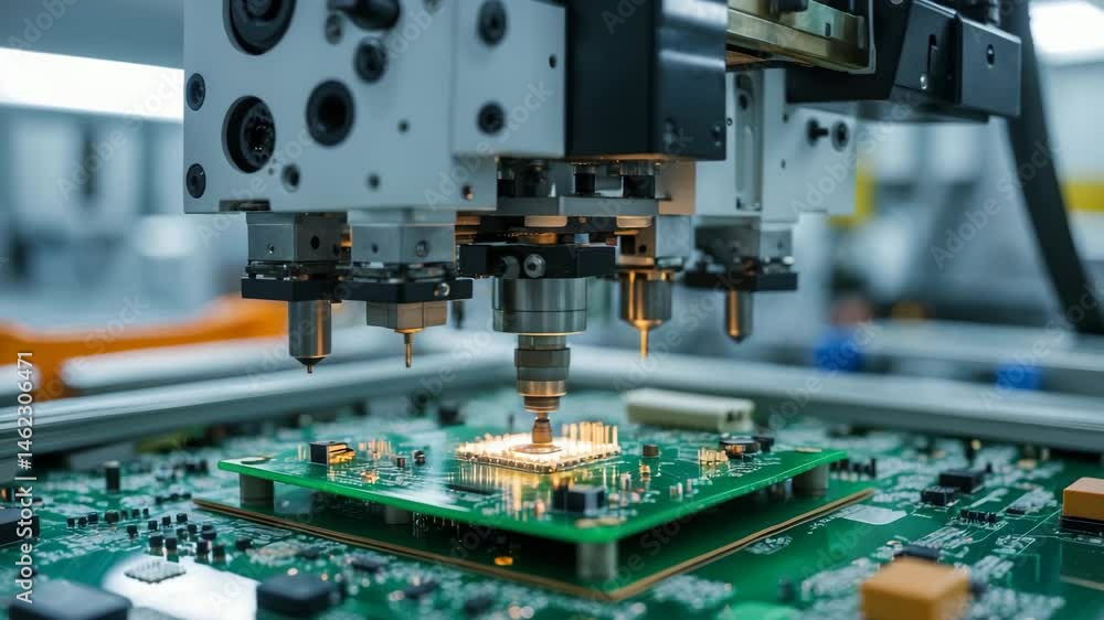 Automatic Pick and Place machine quickly assembles Components. Automatic Pick and Place machine quickly assembles Components.