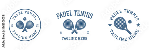 set vintage padel tennis logo vector illustration badge design