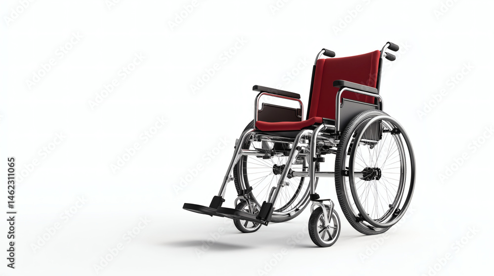 Fototapeta premium Red Wheelchair on White Background