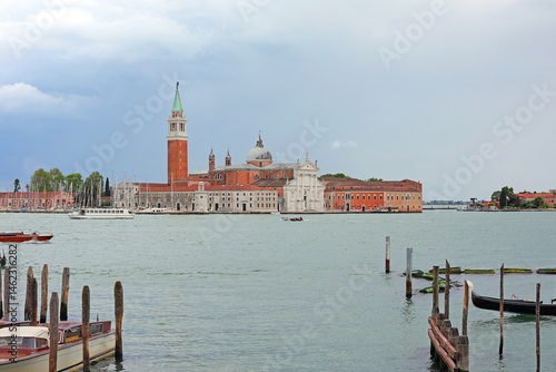 Obraz na płótnie ancient bell tower of Church called SAN GIORGIO in Venice Island in Italy and canal of Giudecca w salonie