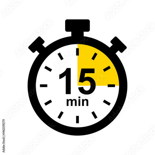 Stopwatch icon. 15 min timer