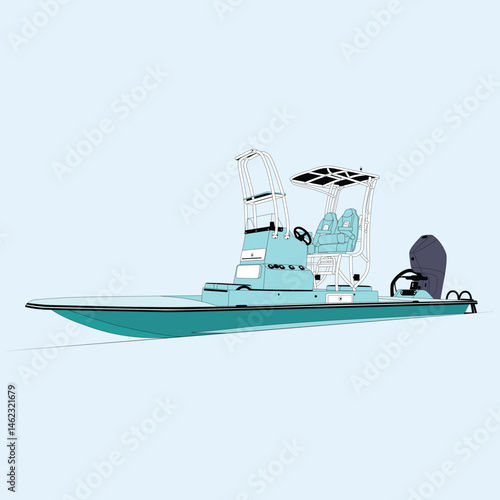 Vector Boat Line Art Illustration