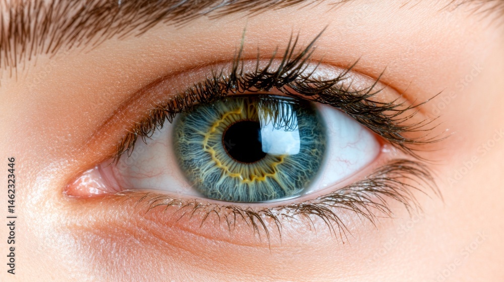 Close-up of a human eye with striking blue and green iris details Close-up of a human eye with striking blue and green iris details