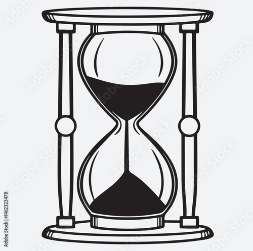 line art of a classic hourglass silhouette vector art illustration, vector illustration of hourglass
