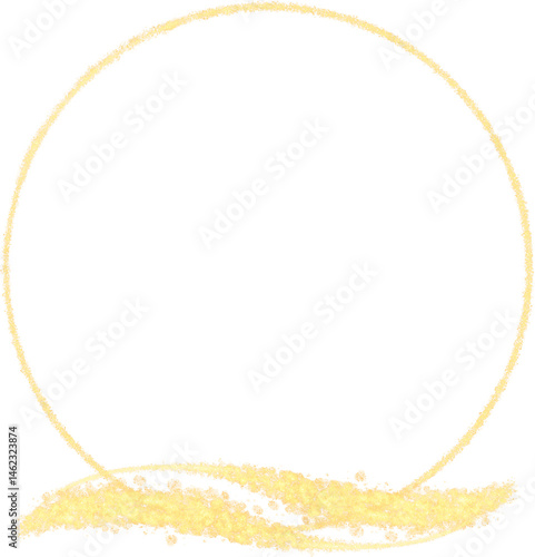 Gold Glitter Circle Frame Golden Elegant or Luxury Isolated Design Element for Anniversary Border or Frame