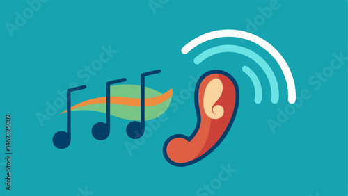 Hearing Aid and Music Notes An illustration of a hearing aid next to a series of music notes symbolizing the joy of sound and music accessibility.