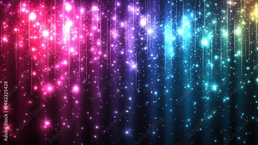 Fototapeta premium A 4K photo of abstract background with vibrant pink, purple, and blue light streaks and sparkles.