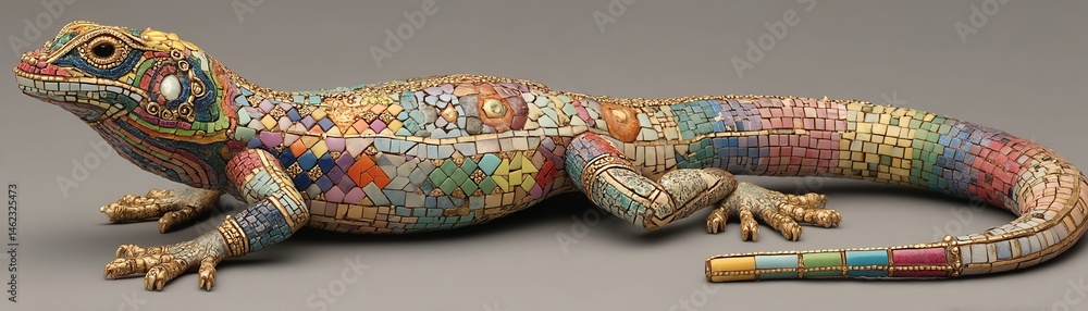 Colorful detailed gecko illustration, vibrant patterns, white isolate background