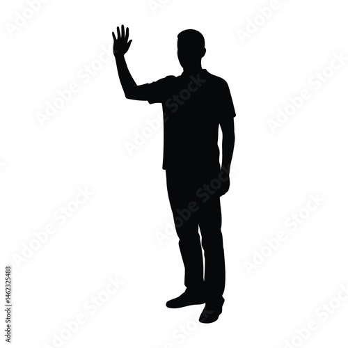 Man standing and waving with his hand Silhouette